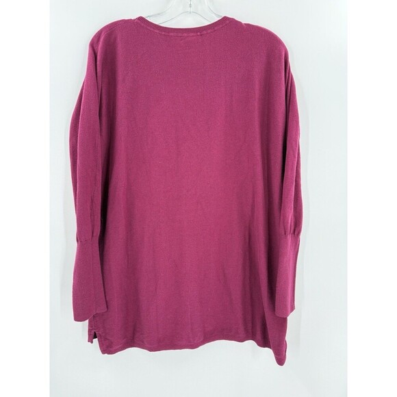 Garnet Hill Rasberry Organic Cotton Pocket Sweater Women's MEDIUM Relaxed Fit - Picture 1 of 8